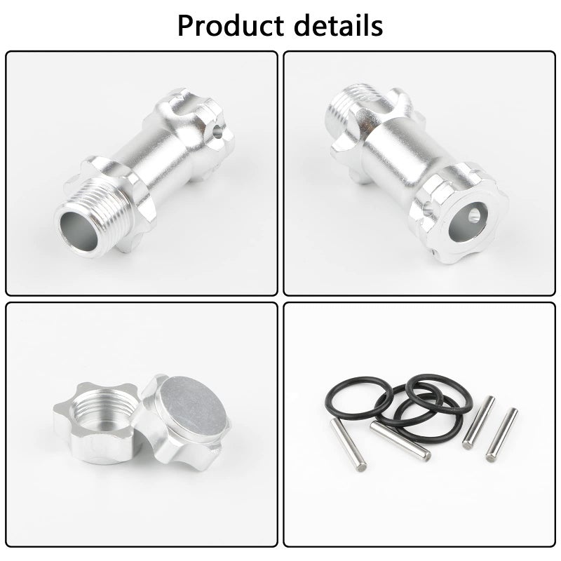 Rchobbytop 4pcs Aluminum 17mm Hex Adapter 30mm Extension Wheel Hub Drive Offset Width Extender with Anti-dust Cap Nuts for 1/8 RC On Road Car Off Road Truggy Truck Buggy Crawler  Silver - Image 4